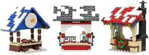 ZITIANYOUBUILD 3-in-1 Winter Village Market Stalls Model Building Kit 314 Pieces MOC