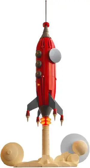 ZITIANYOUBUILD Retro Futuristic Rocket Ship Model for Kids Gift collection MOC