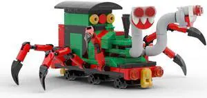 ZITIANYOUBUILD Mutated Green Spider Train with 6 Feet 190 Pieces Building Toys Set MOC