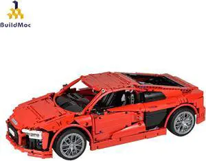 ZITIANYOUBUILD R8 V10 Car Second Generation Model Red Version 1839 Pieces MOC