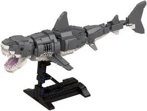 ZITIANYOUBUILD MOC-54823 Great White Shark Jaws Megalodon with Detachable Stand 728 Parts 1 11 Scale 100% Compatible with LEGO Brand New and High Quality
