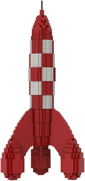 ZITIANYOUBUILD Red and White Checkered Moon rocket Model 1525 Pieces Building Toys MOC