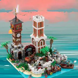 ZITIANYOUBUILD MOC-151046 Modular Pirates Town Gates & Fortress Building Toys Set 3000 Pieces MOC