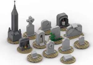 ZITIANYOUBUILD MOC-99491 13-in-1 Tombstones Set Model for Halloween Building Toys 232 Pieces MOC