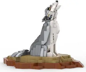 ZITIANYOUBUILD Custom Wolf Model Sculpture with Dirt Outcrop Base 473 Pieces MOC