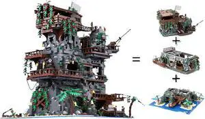 ZITIANYOUBUILD MOC-99393 Pirate Fortress on Rocky Island Modular Building 6609 Pieces MOC
