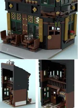ZITIANYOUBUILD MOC-150377 A Classically Styled Town Pub with Wood and Gold Theme 945 Parts