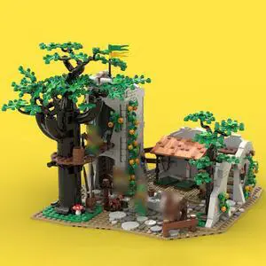 ZITIANYOUBUILD MOC-137009 Forest Men's Camp on Old and Forgotten Tower Ruin 1145 Parts Gift