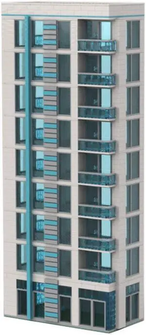 ZITIANYOUBUILD MOC-112435 Blue and White Skyscraper Model Modular Building 1575 Parts Gift