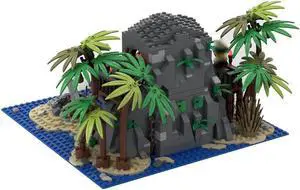 ZITIANYOUBUILD MOC-112573 Pirate Island Model with a Boat, Cannon and Palm Trees 1157 Parts