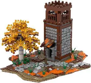 ZITIANYOUBUILD C4739 Medieval Watch Tower Model with Tree Building Toys Set 853 Parts