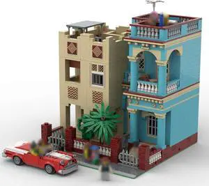 ZITIANYOUBUILD MOC-60270+MOC-60362 Modular House with Interior & Red Convertible Car 3116 Parts