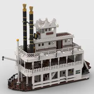 ZITIANYOUBUILD MOC-95203 Western Paddle Steamer Steamship Steamboat 1440 Parts