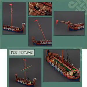 ZITIANYOUBUILD Custom MOC: C6129 A Long Boat Ship Model 463 Parts Gift for Christmas