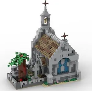 ZITIANYOUBUILD MOC-155491 Medieval Chapel with Graveyard and Tree Building Toys Set 1006 Parts