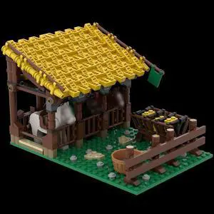 ZITIANYOUBUILD MOC-87706 Medieval Stables with Space for Three Horses Building Toys 481 Parts