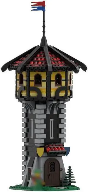 ZITIANYOUBUILD MOC-156946 MEDIEVAL Black Tower Outpost Tower Model Building Toys Set 1087 Parts
