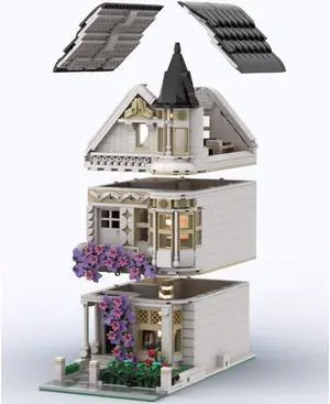 ZITIANYOUBUILD MOC-76402 Town House with Wisteria Plant Interior Modular Building 1943 Parts