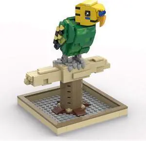 ZITIANYOUBUILD Long-tailed Green Parrot with Display Stand 301 Parts Christmas Gift