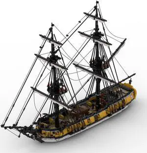 ZITIANYOUBUILD MOC-134008 14-gun Sloop Rigged Ship with 2 Masts and Interior 3233 Parts