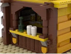 ZITIANYOUBUILD MOC-111058 Beach Bar and Surf Shop with Barrel Tables and a Palm Tree 932 Parts