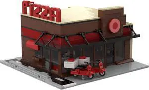 ZITIANYOUBUILD YOUFOY Modular Building Store Model with Delivery Motorcycle 1405 Pieces