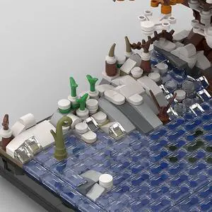 ZITIANYOUBUILD C4896 Winter Lake and Large Tree with Many Leaves and Many Snow 855 Parts