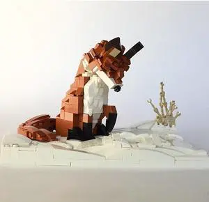 ZITIANYOUBUILD MOC-6404 Red Fox Model with Snow Display Base Building Toys Set 435 Parts