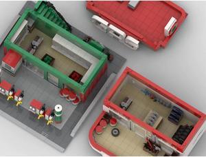 ZITIANYOUBUILD MOC-155162 Modular Gas Station with Convenience Store and Car Store 1617 Parts