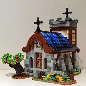 ZITIANYOUBUILD MOC-148387 Medieval Church with Small Garden for Medieval Town 1636 Parts
