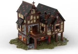 ZITIANYOUBUILD Custom MOC-76694 Medieval Tavern House with Interior Modular Building 3130 Parts