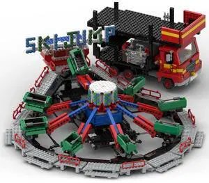 ZITIANYOUBUILD Custom MOC-124475 Fairground Ski Jump Ride Model Street View (2198 Parts)