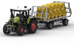 ZITIANYOUBUILD Custom MOC-94474 & MOC-31011 Extendable Tech Farm Tractor with Bale trailer
