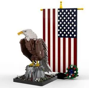 ZITIANYOUBUILD Custom MOC-161001 & MOC-161100 American Bald Eagle with Flag 1965 Parts