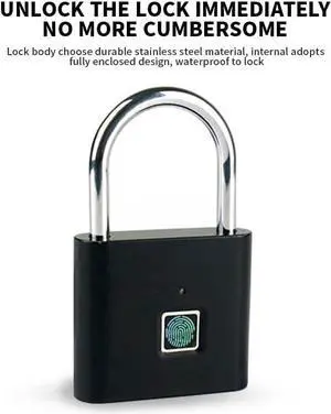 1pc Mini Smart Fingerprint Padlock, Waterproof Security Door Lock, Antitheft Keyless USB Rechargeable Lock For Suitcase Luggage Gift For Birthday/Easter/Boy/Girlfriends