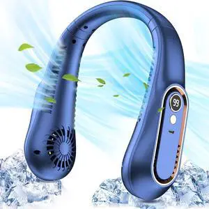 Domserv Portable Neck Fan, 5 Speeds Personal Neck Fans for Women Men, 720° Up&Down Airflow Bladeless Rechargeable USB Fan, LED Display, Wearable Hand Free Fan for Indoor Outdoor Travel Sport