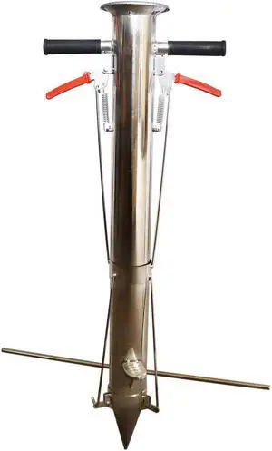 Seedling Transplanting Tool Stainless Steel Bulb Planter Tool,Multi-Functional Vegetable Seedling Transplanter Manual Hand-Held Young Plant Garden Greenhouse with Pedal(Double Handle)