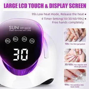 220W UV LED Nail Lamp,UV Light for Nails Gel Polish with 57 Lamp Beads 4 Timer Setting & LCD Touch Display Screen, Auto Sensor, Professional Nail Light UV Nail Lamp for Gel Nails