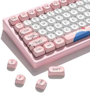 Womier 131 Cute Pink Keycaps MOA Cherry Blossom keycap Theme Japanese Keycap Set for Mechanical Keyboard for 61/68/84/87/98/99/100/104/108 Keys, Pink &White (Only Key caps Set) Womier 131 Cute Pink Keycaps MOA Cherry Blossom keycap Theme Japanese Keycap Set for Mechanical Keyboard for 61/68/84/87/98/99/100/104/108 Keys, Pink &White (Only Key caps Set)