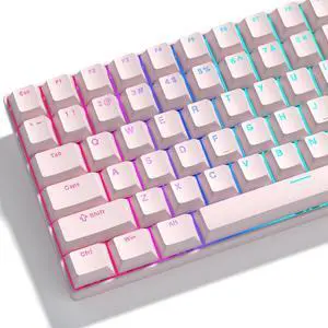Womier Pink Shine Through Keycaps, PBT Keyboard Keycaps Cherry Profile, Custom Keycap Sets Suitable for 60% 65% 75% 80% 100% Mechanical Keyboards Womier Pink Shine Through Keycaps, PBT Keyboard Keycaps Cherry Profile, Custom Keycap Sets Suitable for 60% 65% 75% 80% 100% Mechanical Keyboards