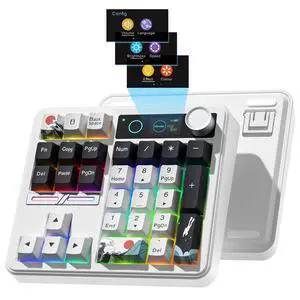 Womier SK30 Mechanical Numpad, Mini Keyboard with Screen & Knob, Bluetooth/2.4G/USB-C Wireless Numeric Keypad, Macro Software RGB Number Pad Hotswap, Rechargeable Number keypad for Mac Windows,White Womier SK30 Mechanical Numpad, Mini Keyboard with Screen & Knob, Bluetooth/2.4G/USB-C Wireless Numeric Keypad, Macro Software RGB Number Pad Hotswap, Rechargeable Number keypad for Mac Windows,White