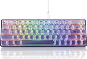 Womier W-K68 60% Keyboard Gaming - Gradient Purple Mechanical Keyboard, Hot-Swappable Keyboard, RGB Custom Mini Keyboard with Arrow Keys/Software Supported - Linear White Switch