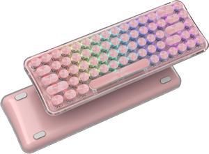 XVX K680 Typewriter Style Wireless Mechanical Keyboard, Bluetooth/2.4G/Wired Tri-Mode 65% Compact Gaming Mechanical Keyboard with RGB Backlit, Retor Computer Keyboard for Mac/PC/Win, Blue Switches