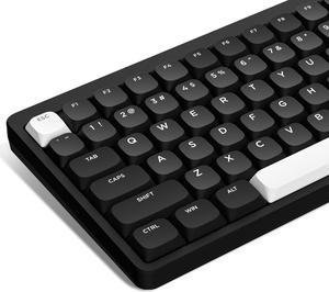 Low Profile Keycaps, Keycaps 75 Percent, PBT Custom Keyboard Keycaps Full Set, Double Shot Keycaps for 60% 65% 75% 80% 100% Mechanical Keyboard, Black