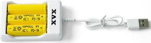 XVX brand AA battery charger, USD interface, fast charging, can charge up to 3 at a time. Compact and flexible, easy to carry.