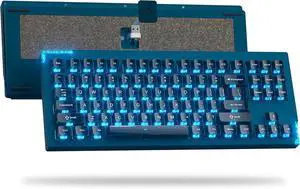 Womier SK87 75% Wireless Gaming Keyboard QMK/VIA, Full Aluminum Transparent keycaps Mechanical Keyboard, Bluetooth 5.0/2.4GHz/USB-C Wired Programmable Keyboard, Hot Swappable, POM Linear Switch (Blue)