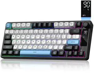 Womier DK75 75% Wireless Gaming Keyboard, RGB Backlit Creamy Keyboard with Media Knob, OLED Screen, Tri-Mode 2.4GHz/USB-C/BT5.0, Anti-Ghosting No-Conflict Silent Membrane Keyboard for MAC Windows Womier DK75 75% Wireless Gaming Keyboard, RGB Backlit Creamy Keyboard with Media Knob, OLED Screen, Tri-Mode 2.4GHz/USB-C/BT5.0, Anti-Ghosting No-Conflict Silent Membrane Keyboard for MAC Windows