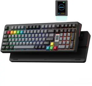 Womier Mechanical Keyboard Wireless,98% Pink Creamy Keyboard Gaming Keyboard,3 Mode with Multimedia Screen,RGB Backlit,Black Womier Mechanical Keyboard Wireless,98% Pink Creamy Keyboard Gaming Keyboard,3 Mode with Multimedia Screen,RGB Backlit,Black