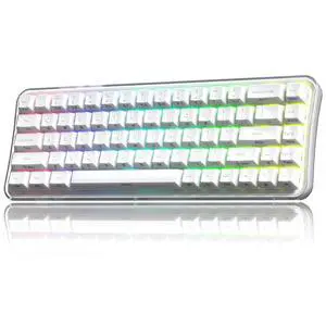 Womier Q61 PRO Wireless Keyboard with RGB Backlighting, 60% Mechanical Gaming Keyboard, Hot-Swappable Creamy Keyboard for PC, BT 5.0/2.4GHz/USB C, OEM Profile, Side-Engraved PC+ABS Keycaps - White Womier Q61 PRO Wireless Keyboard with RGB Backlighting, 60% Mechanical Gaming Keyboard, Hot-Swappable Creamy Keyboard for PC, BT 5.0/2.4GHz/USB C, OEM Profile, Side-Engraved PC+ABS Keycaps - White