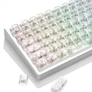 Womier Clear keycaps,Transparent Keyboard keycaps,Jelly Key caps Set,Shine Through keycap,MDA Profile Keyboard caps for Mx Switches Mechanical Keyboard(White,Side Printed) Womier Clear keycaps,Transparent Keyboard keycaps,Jelly Key caps Set,Shine Through keycap,MDA Profile Keyboard caps for Mx Switches Mechanical Keyboard(White,Side Printed)